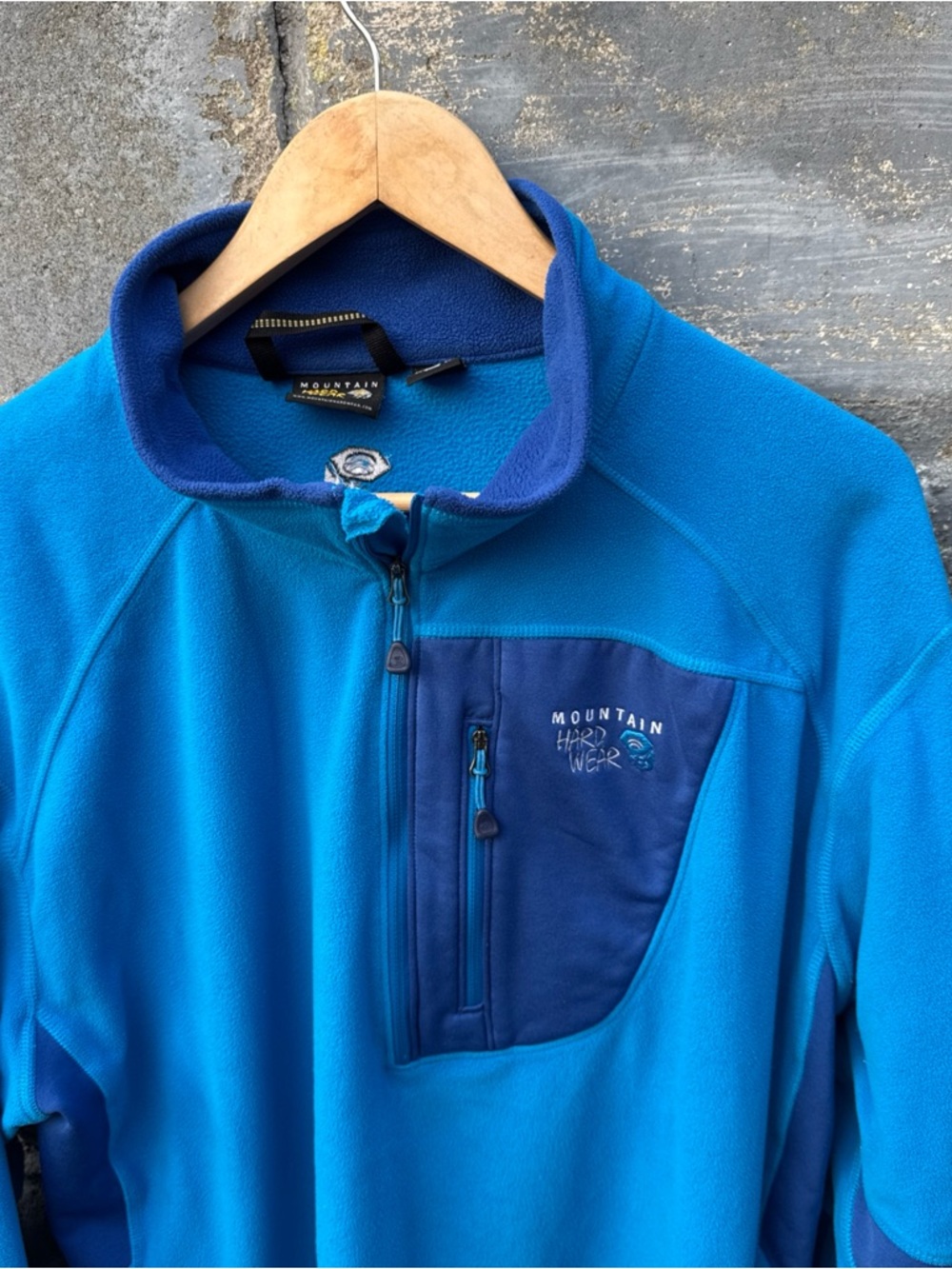 Mountain Hard Wear Men's XXL 1/4 Zip Fleece Pullover Blue Hiking Gorp Climbing